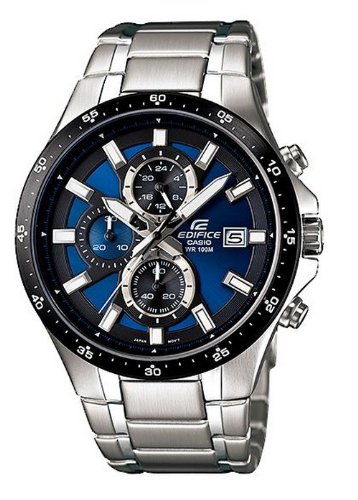 Casio Men's Edifice EFR519D-2AV Silver Stainless-Steel Quartz Watch with Blue Dial