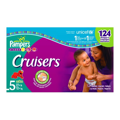 Pampers Cruisers, Size 5 (27+ Lbs), Economy Plus Pack, 124 Cruisers