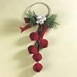 11.5" Red Velvet & Sparkly Silver Jingle Bell Door Hanger #886984