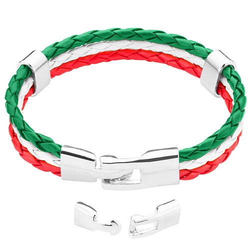 Taffstyle® Stylisches Armband PU Lederarmband Kordelarmband Fanartikel Fussball Weltmeisterschaft 2014 WM & EM Länder Style geflochten – Italien – 19cm