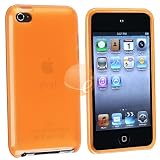 TPU Rubber Skin Case Compatible With Apple iPod Touch 4th Gen, Clear Frost Orangeby eForCity