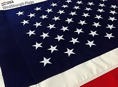 WindstrongÂ® 3x5 Ft US American Flag (Pole Sleeve-Banner Style) Strong Commercial 2 Ply Polyester (Embroidered Stars Sewn Stripes) 100% Made in the USA