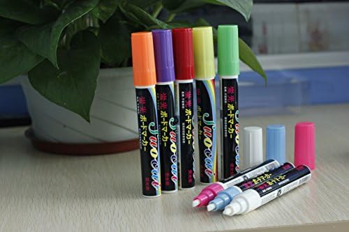 'Dustless' Liquid Chalk Markers W/6mm Reversible Tip for Wide Range of Creative-to- Corporate Uses - Pack of 8 Brilliant Fluorescent Colors - by Liquid Markers TM