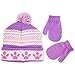 Nickelodeon Toddler Girls Paw Patrol Pals Marshall Skye and Everest Fairsile Acrylic Knit Winter Cuffed Beanie Hat with Pom and Matching Mitten Set, Purple, One Size