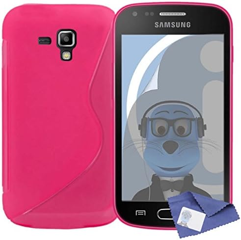 iTALKonline Samsung S7582 Galaxy S Duos 2 Pink TPU S Line Wave Hybrid Gel Skin Case Protective Jelly Cover with 3 Layer LCD Screen Protector