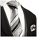 Silver and Black Silk Tie and Pocket Square . Paul Malone Red Line