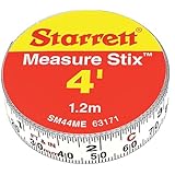 Starrett Measure Stix SM44ME Steel White Measure Tape with Adhesive Backing, English/Metric Graduation Style, Left To Right Reading, 4' (1.2m) Length, 0.5" (13mm) Width, 0.0625" Graduation Interval