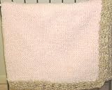 Knitted on Hand Knitting Machine Pink Chenille with Hand Crocheted Finished with Grey Chenille Large Blanket for Infants and Toddlers