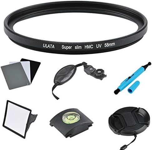 ULATA 58mm Super Slim HMC UV Filter Kit For Sony A200 A300 A350 A230 A330 For Nikon for Canon EOS 400D 550D 500D 600D 1100D 70-300mm Black