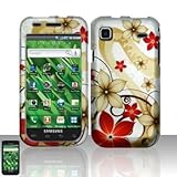 Rubberized Gold Red Flower Snap on Design Case Hard Case Skin Cover Facepla ....