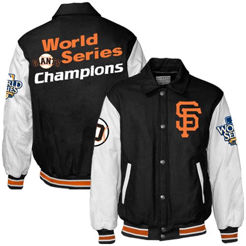 San Francisco Giants Black-White 2010 World Series Champions Wool/Leather Jacket (XXX-Large)