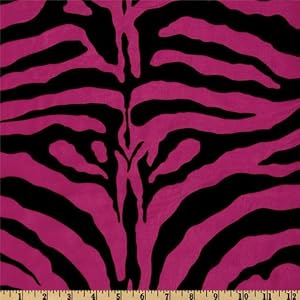Wide Flocked Taffeta Zebra Print Hot Pink Fabric By The Yard