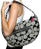 Coach Signature Black/White Daisy Hobo Satchel Handbag 14870