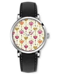 SPRAWL Aanalog Fashion Series Silver Ladies Watches of Genuine Black Leather Strap,Unique Wrist Watch for Women Girls Designed with Heart-shaped floral curtain