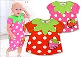 (フルーツファーム)FRUITS FARM 【FRUITS FARM】 いちご畑シリーズ☆ へた風襟 みずたま柄 半そでTシャツ 80cm/90cm/95cm/100cm 90 ピンク