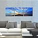Wieco Art 3 Piece Giclee Canvas Prints Wall Art Ocean Beach Pictures Paintings for Living Room Bedroom Home Office Decorations Bridge Under Sunset Modern Stretched and Framed Blue Landscape Artwork
