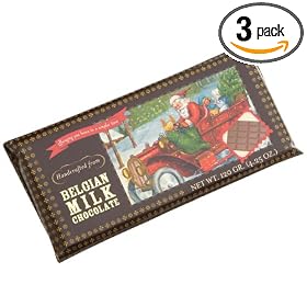 Tom and Sally's Handmade Chocolates, Vintage Art Belgian Milk Chocolate (Santa in a Car), 4.25-Ounce Bars (Pack of 3)