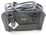 Large Leather Shoulder Bag with 3 compartments - long shoulder straps - Black, Brown, Tan, Red and Blue
