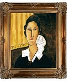 Art Reproduction Oil Painting - Modigliani Paintings: Portrait of Anna Zborovska with Renaissance Bronze Frame - Bronze Finish - 30 X 34 - Hand Painted Framed Canvas Art