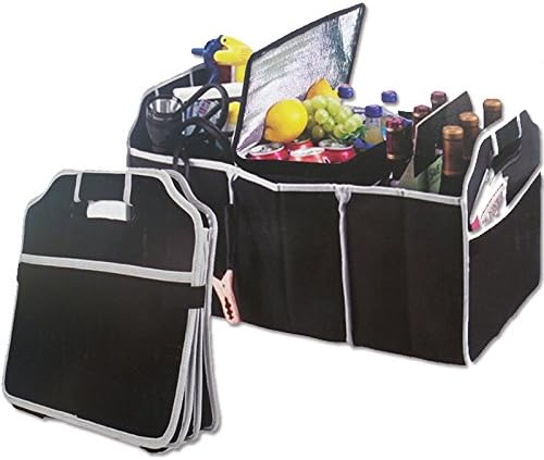 Ecoss Car Trunk Organizer - 3 Large Sections Collapsible Folding Storage Bin in Black(Item #241082)