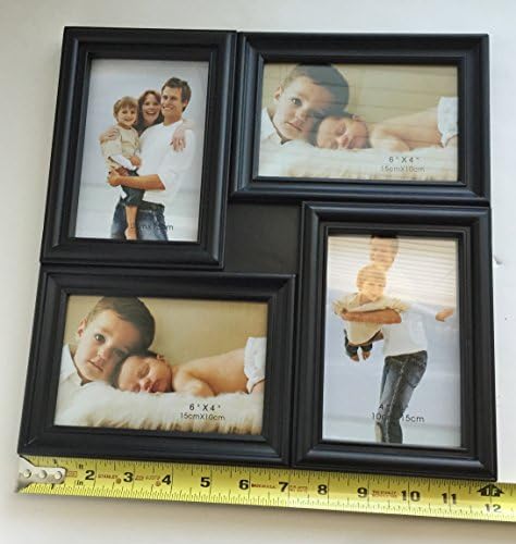 Four Section Collage Black Plastic Portrait Photo Frame 12" X 12"