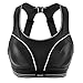 SYROKAN Women's Compression Racerback Adjustable High Impact Running Sports Bra Black 36DD