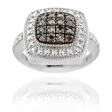 Sterling Silver 1/5ct TDW Champagne Diamond Square Ring