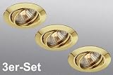Halogen-Einbauset Messing blank mit 3 Strahlern