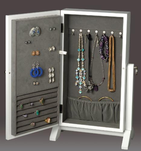 Wall Mount Jewelry Box Cabinet (White / Tan) (20"H x 12"W x 6"D)