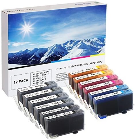 12 Pack Compatible Replacement Ink Cartridge set for Hewlett Packard HP 564XL 4x CN684WN HY Black 2x CB322WN Photo Black, 2x CB323WN Cyan, 2x CB324WN Magenta, 2x CB325WN Yellow