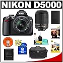 Nikon D5000 Digital SLR Camera w/ 18-55mm VR Lens + 55-200mm VR Zoom Lens + 8GB Memory Card + Spare EN-EL9 Battery + Case + Cameta Bonus Accessory Kit + 2 Nikon School DVDs
