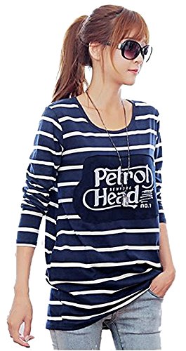 トレーナー 長袖 ラウンドネック ボーダー シンプル Tシャツ カジュアル キュート エレガンス レディース 冬物 春物 可愛いスカーフ付き R762