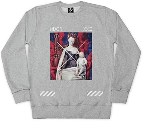 HDCR DM21 Mens Cotton Crewneck Sweatshirt Patterned (Grey, XL)