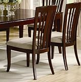 Set of 2 Dining Chairs with Slat Design in Deep Cherry Finish