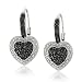 Black Rhodium Plated Silver Black Diamond Heart Earrings (.25 cttw)