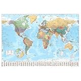 World Map (Flags at Bottom) Art Poster Print