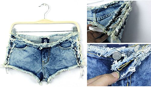 JNTworld セクシー！！デニムショートパンツ　ミニ丈ジーンズ　サイドストラップ　ホットパンツ　レディース