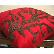 Coral Rhapsody - Throw Pillow Covers - Silk Pillow Cover with Bead Embroidery