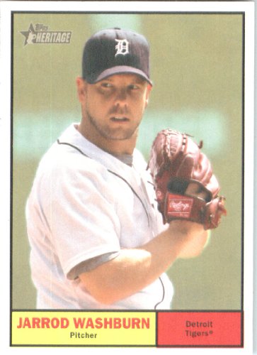 2010 Topps Heritage Baseball Card # 251 Jarrod Washburn - Detroit Tigers - Mint Condition - MLB Trading Card Shipped In Protective ScrewDown Display Case!