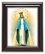 Our Lady of Grace Queen in Gloss Walnut Wood Frame with Gold Trim, 10.75" x 12.75" - MADE IN ITALY