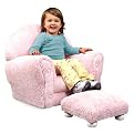 Pink Chenille Upholstered Rocker and Ottoman