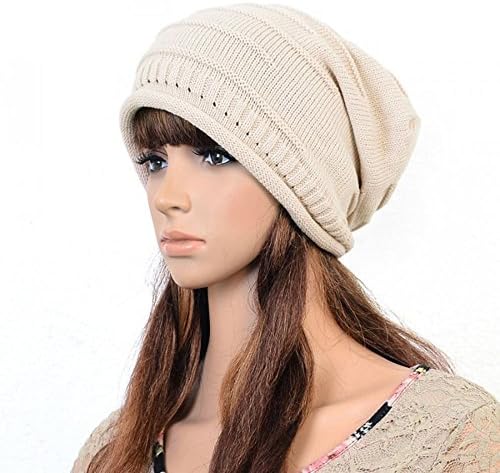 Winter Women&amp;Lady's Hat Fashion Men's Snowboard Beanie Unisex Crochet Knit Caps (One size, Beige)