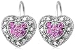 10k White Gold Diamond and Pink Sapphire Heart Shaped Earrings