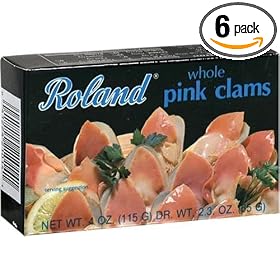 Roland Whole Pink Clams, 4-Ounce Cans (Pack of 6)