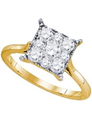 0.87 Carat (ctw) 14K Yellow Gold Round White Diamond Seville Ladies Cocktail Right Hand Ring