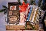 Camano Island Coffee Roasters' Fresh and Ready Box - Coffee Gift Basket (1 Full Pound - 16oz of Coffee, a Stainless Steel Canister Large Enough to Hold It All and Bob's Old-fashioned Peppermint Candy)