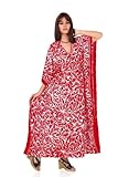 White & Red Printed Long Tube Kaftan Caftan Gown Xmas Christmas Gift