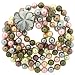 Shell Pearl Majorca Necklace Pastel Grey Pink Copper Gold 10.0-10.5mm Triple Strand With Flower Shell Clasp Bucasi