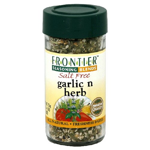 Frontier Salt-Free Seasoning Blends, Garlic N Herb, 1.68-Ounce Bottle (Pack of 5) by Frontier
