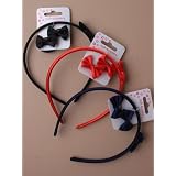 Hair Accessories - Girls Narrow Pretty Satin Alice Band with Two Satin Fabric Elastic Bow Ponytails. Available in navy blue, black, red, purple, pink and green.by Lady Isla Fashion